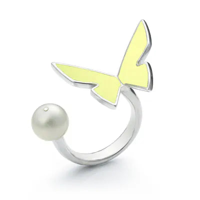 Les Papillons Large Citron Ring "Pearl"