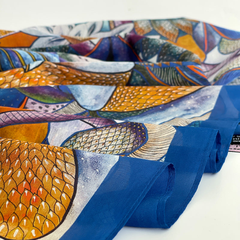 Cotton silk shawl "Peacock"