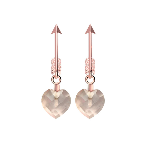 Rose Arrow Quartz Silver Earrings