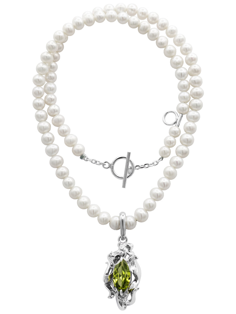 Kaelakee Scorch Olive Gem with Baby Pearl