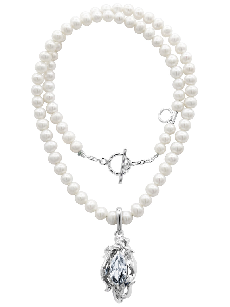 Scorch White Gem with Baby Pearl kaelakee