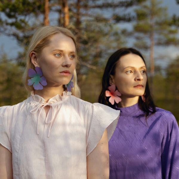 Earrings FLOWERS Signal Green/Lilac