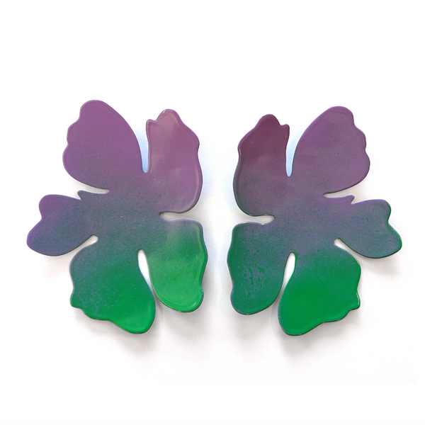 Earrings FLOWERS Signal Green/Lilac