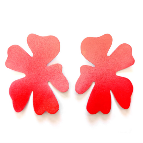 Earrings FLOWERS Traffic Red/Light Pink