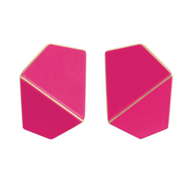 Folded Wide Earrings "Magenta"