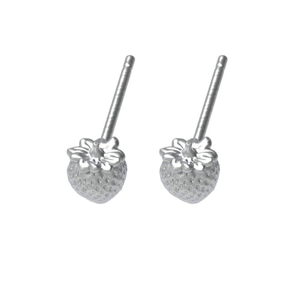 Mini Strawberry Silver Earrings