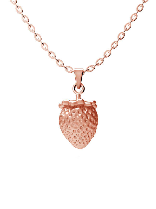 Rose Strawberry Silver Pendant