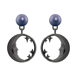 Lunula Dark Moon & Stars Pearl earrings