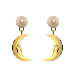 Lunula Gold Moon Pearl earrings