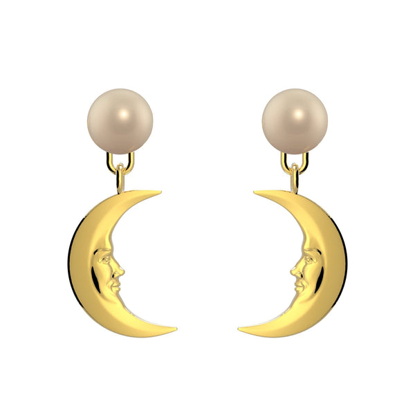 Lunula Gold Moon Pearl earrings