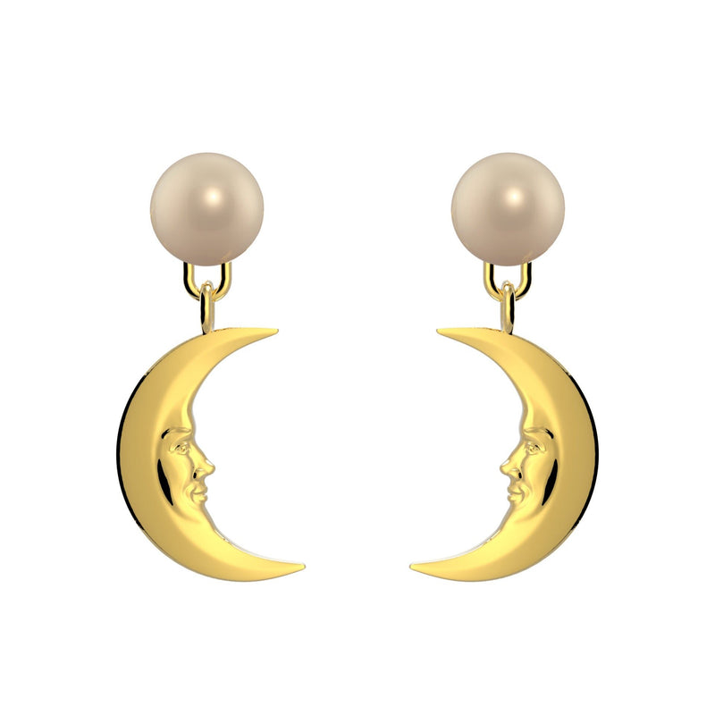 Lunula Gold Moon Pearl earrings