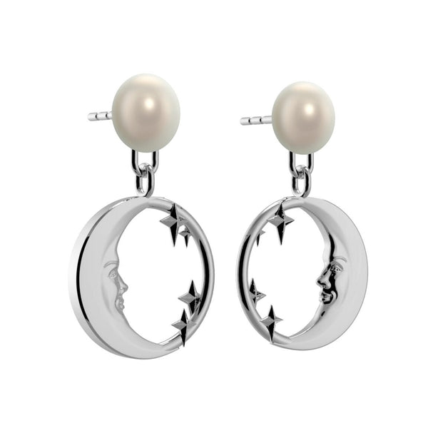 Lunula Light Moon & Stars Pearl earrings