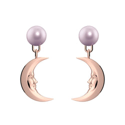 Lunula Rose Moon Pearl earrings