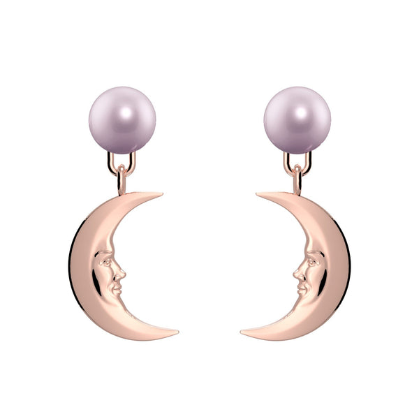 Lunula Rose Moon Pearl earrings