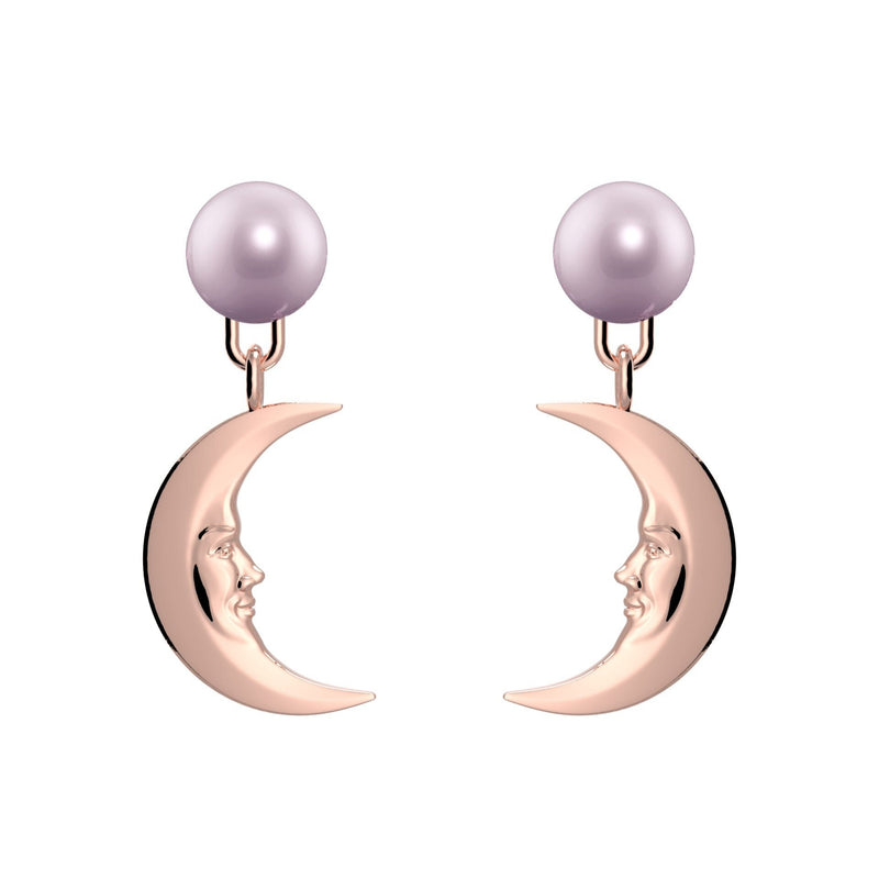 Lunula Rose Moon Pearl earrings