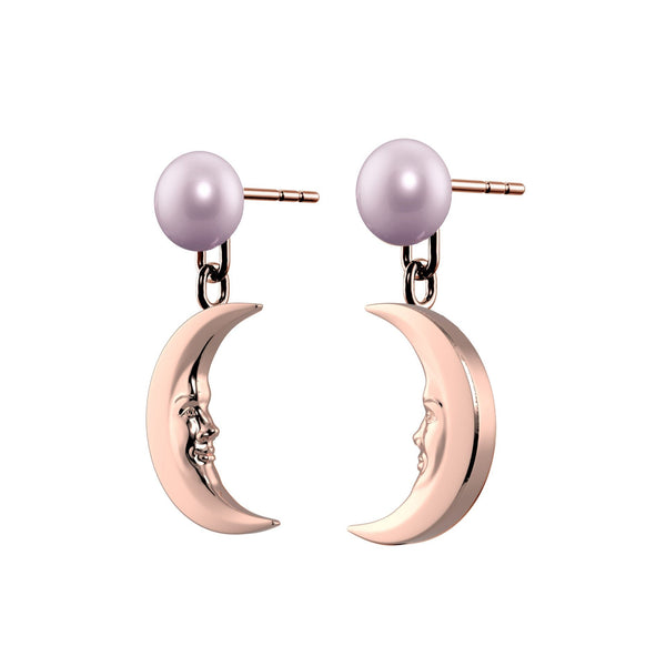 Lunula Rose Moon Pearl earrings