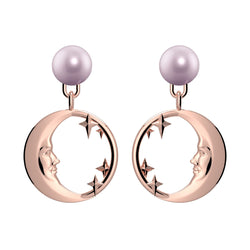 Lunula Rose Moon & Stars Pearl earrings