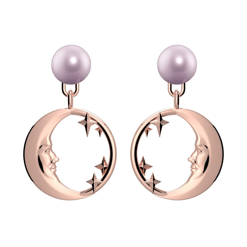 Lunula Rose Moon & Stars Pearl earrings