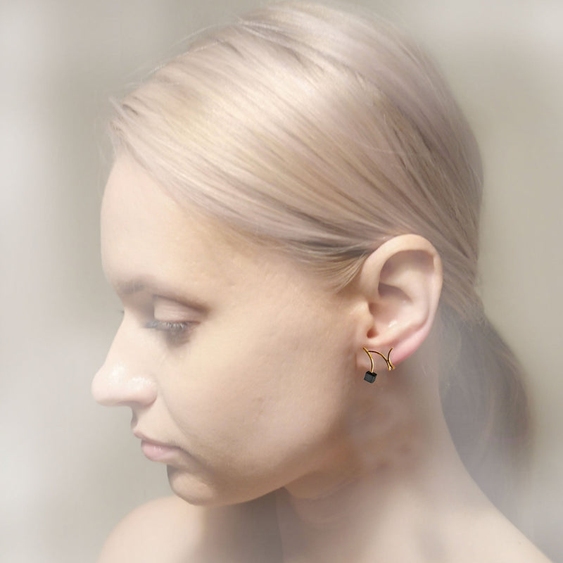 Earrings Golden "Zorro In Black" with hematites