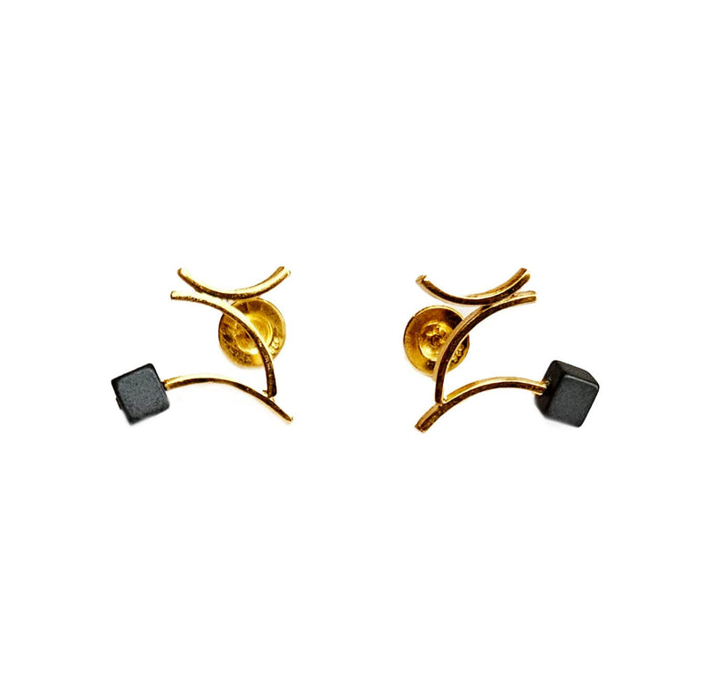 Earrings Golden "Zorro In Black" with hematites