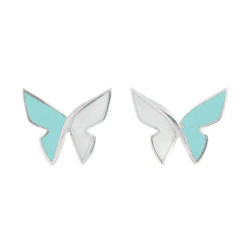 Les Papillons Earrings Turquoise and White