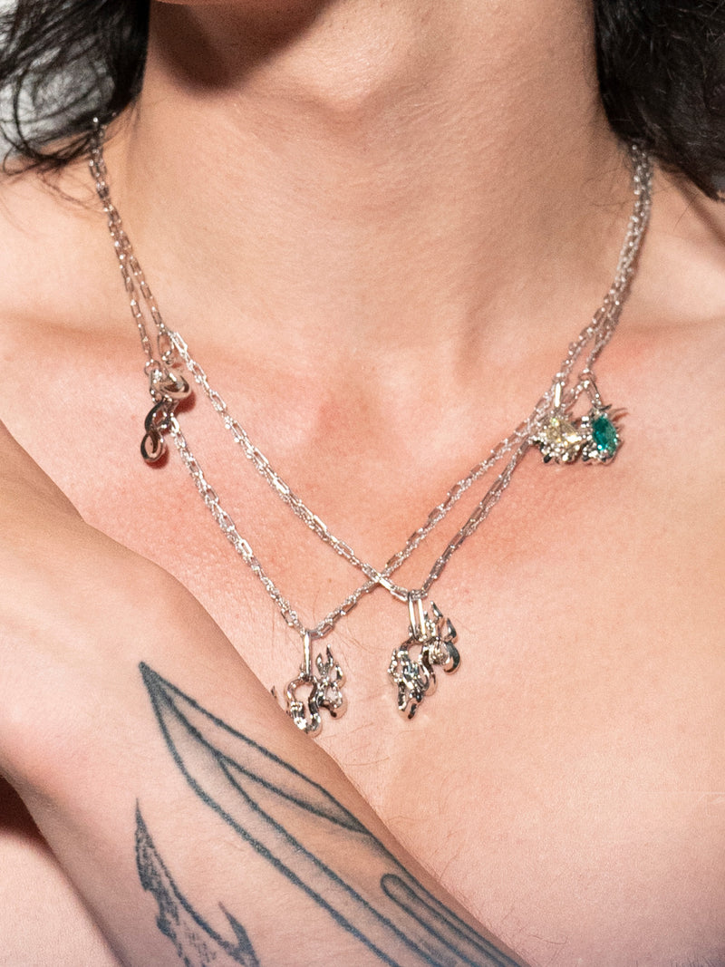 Dusk Fire Mix-Chain Necklace Apatite