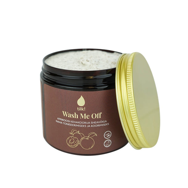 Wash Me Off apricot body scrub with shea butter for toning and exfoliating
