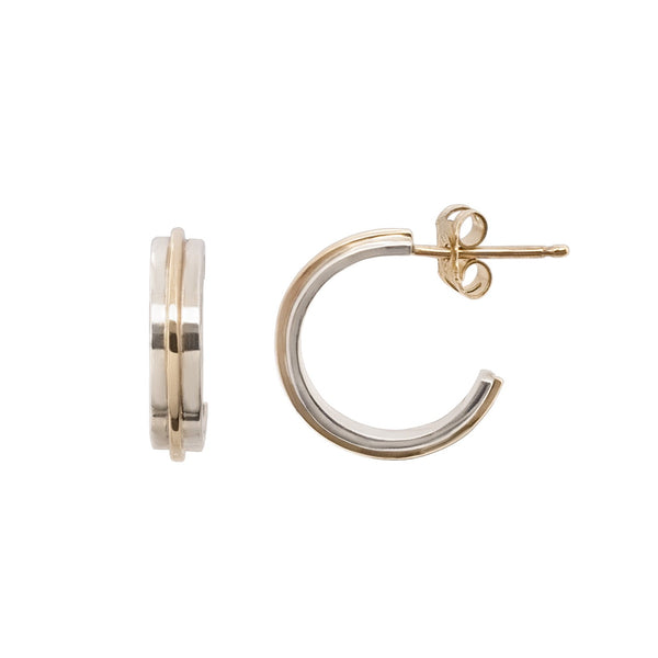 LINEAR Hoop Earrings in Silver and Gold small