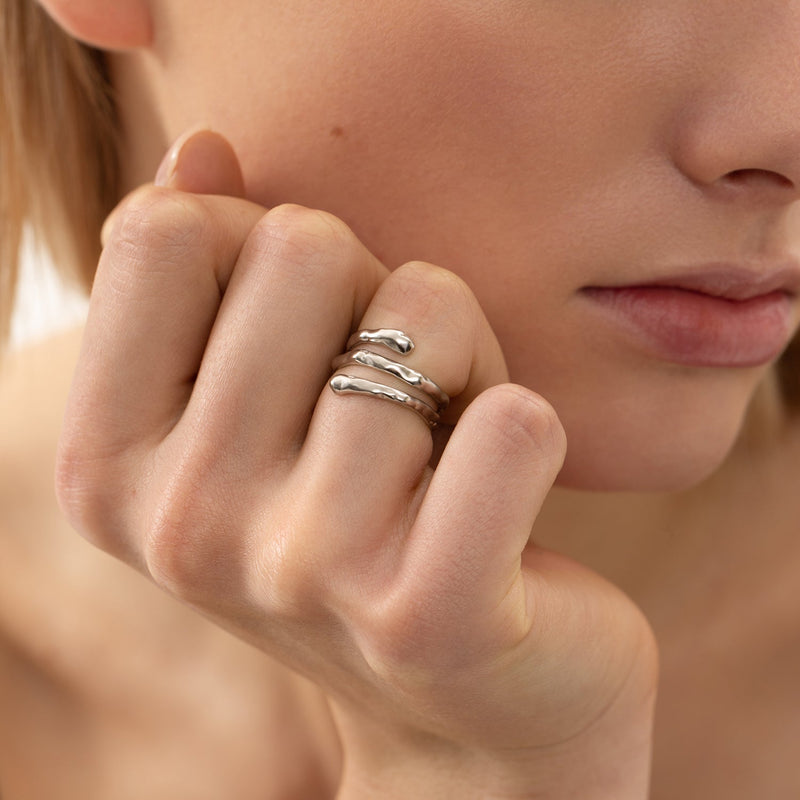 Spiral Resizable Silver Ring