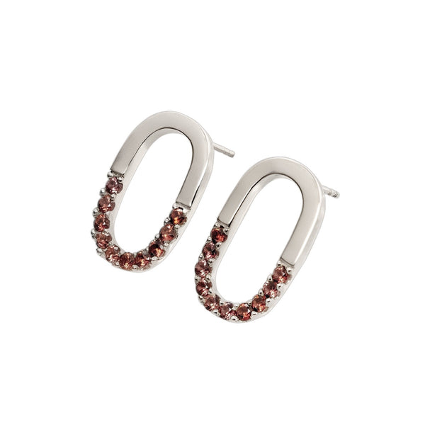 Silver Stud Earrings with Garnets - Ehestu's Special Edition