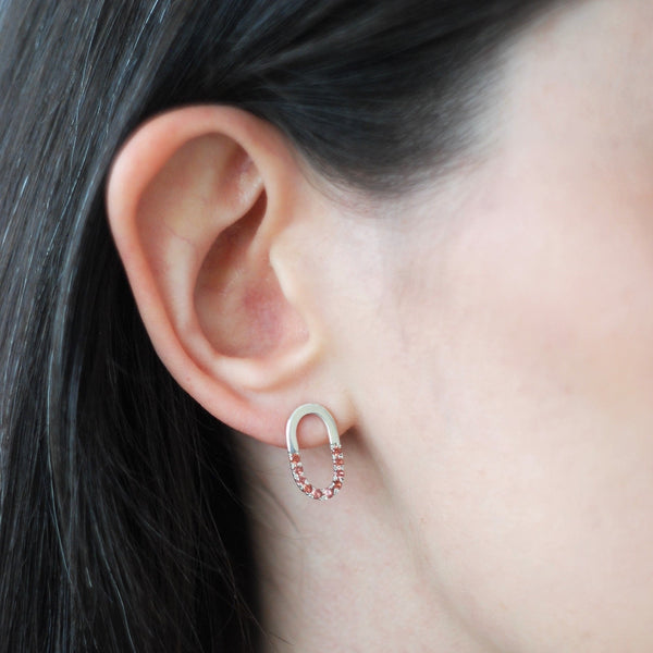 Silver Stud Earrings with Garnets - Ehestu's Special Edition
