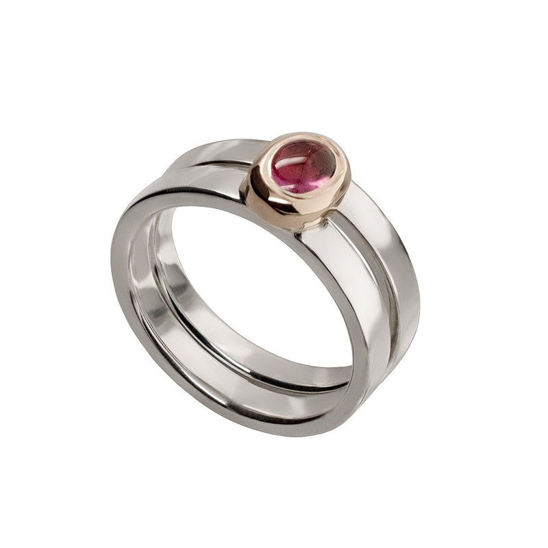 Off Centre Tourmaline Ring Set in Silver and 14ct Gold - Ehestu's Special Edition