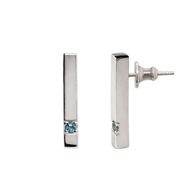 LINE Silver Ear Studs with London Blue Topaz - Ehestu' Special Edition