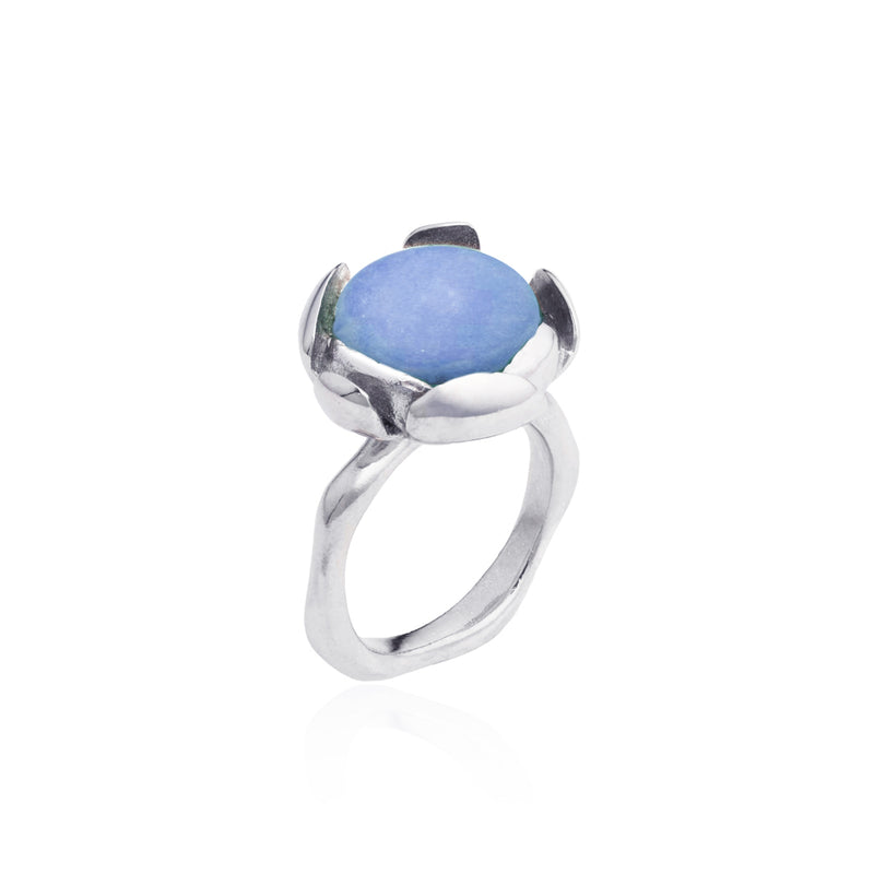Blossom Ring "Blue Peruvian Opal" Large