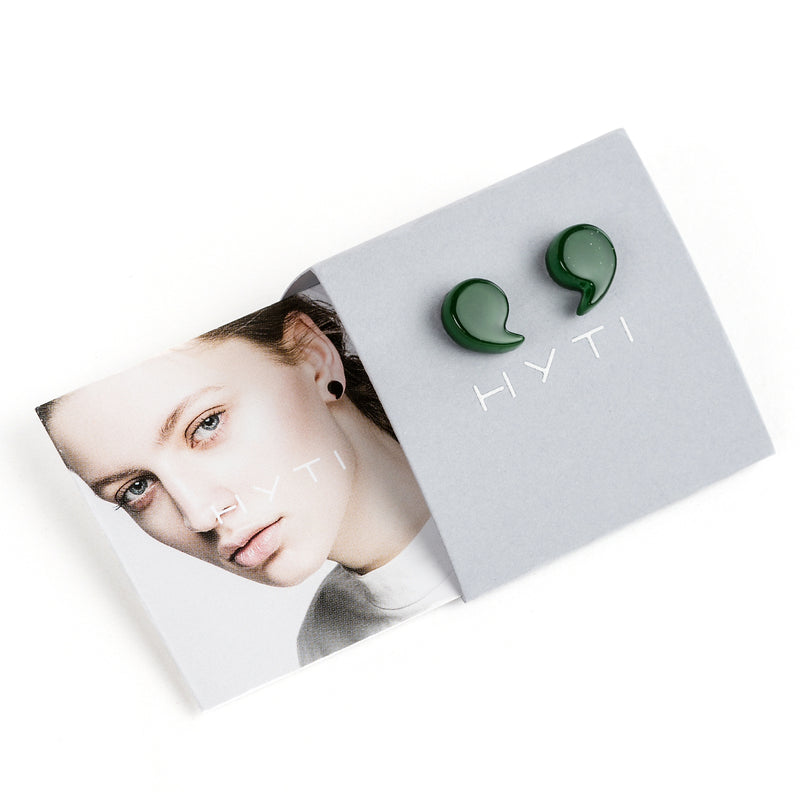 Comma Earrings "Green"