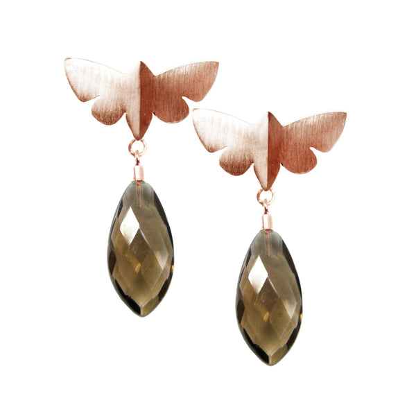 Dreamy Rose Smoky Butterfly Earrings