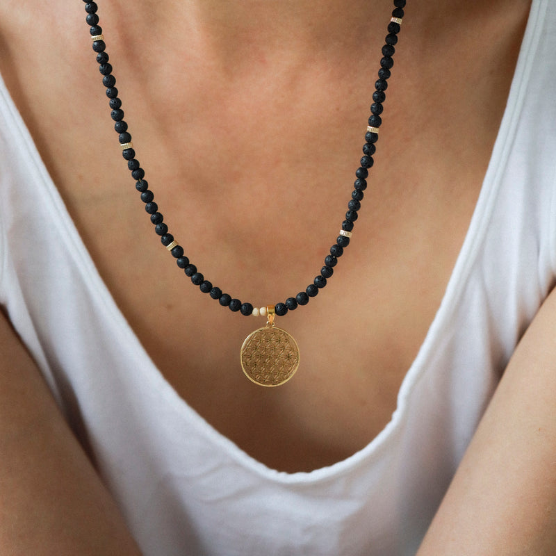 Necklace "Flower Of Life" Lava Stone