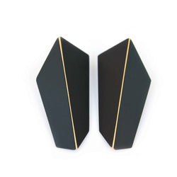 Folded Vertical Earrings "Jet Black"
