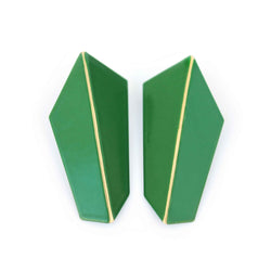 Folded Vertical Earrings "Leaf Green"