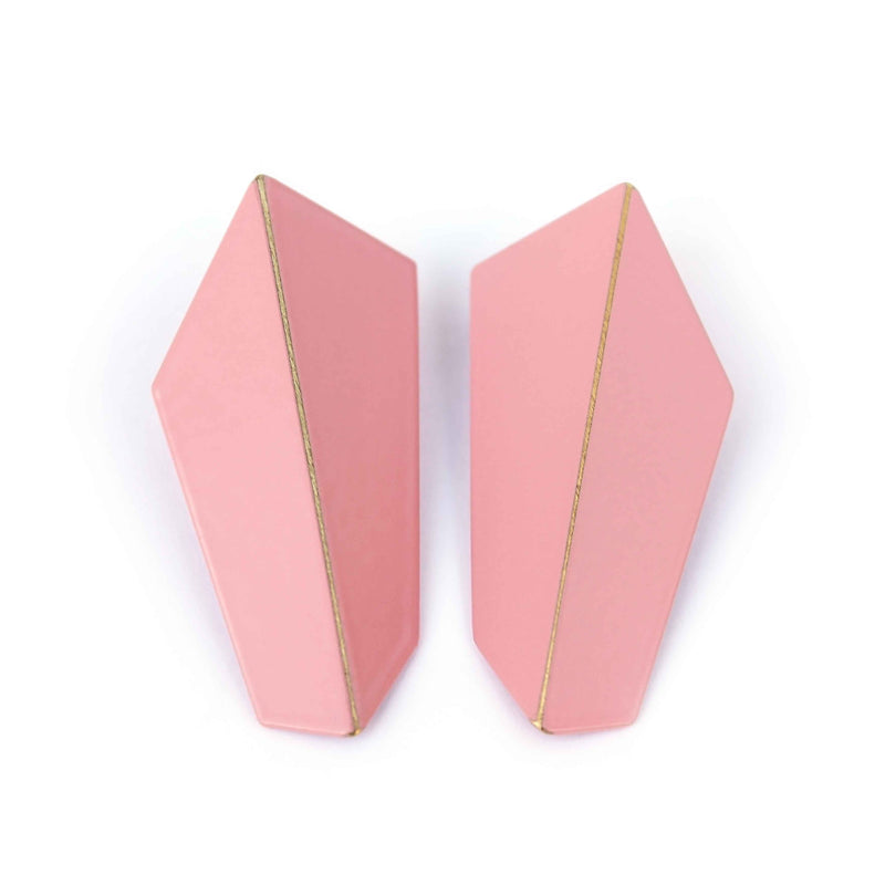 Folded Vertical Earrings "Light Pink"