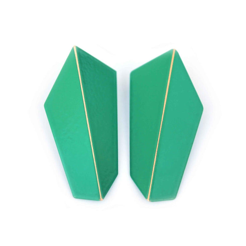 Folded Vertical Earrings "Signal Green"