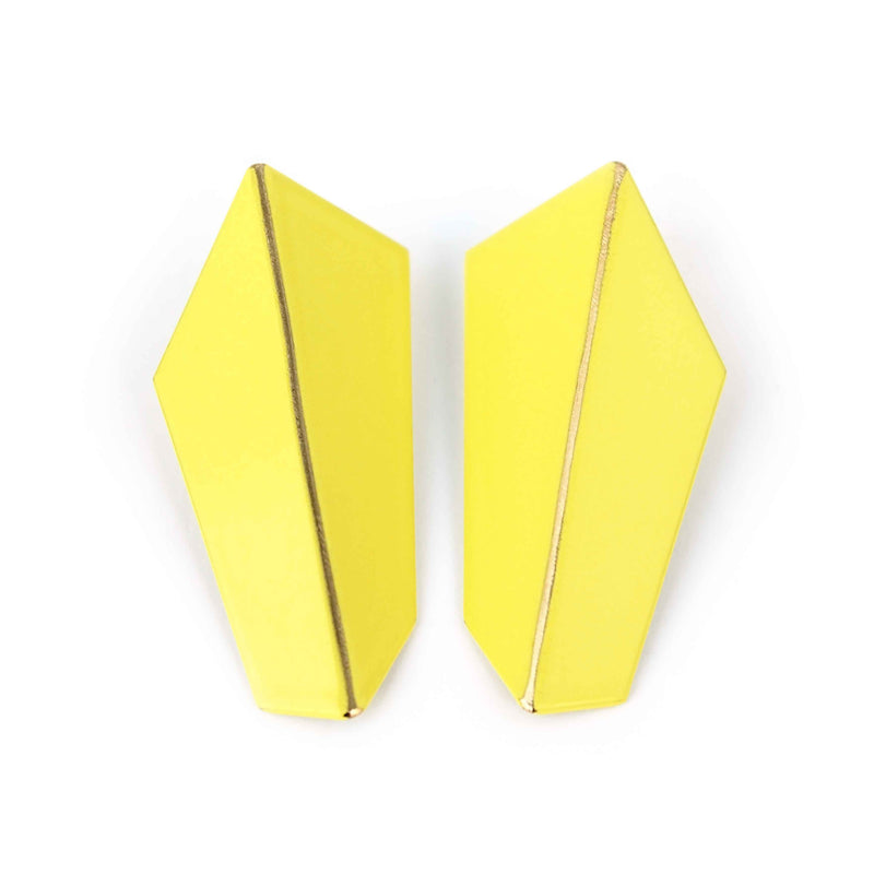 Folded Vertical Earrings "Sulfur Yellow"