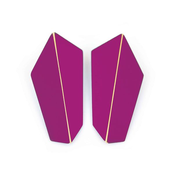 Folded Vertical Earrings "Traffic Purple"