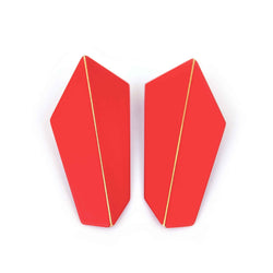 Folded Vertical Earrings "Traffic Red"