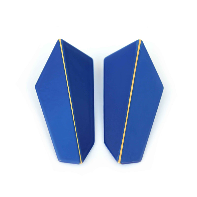 Folded Vertical Earrings "Ultramarine Blue"