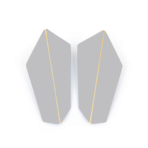 Folded Vertical Earrings "Window Grey"