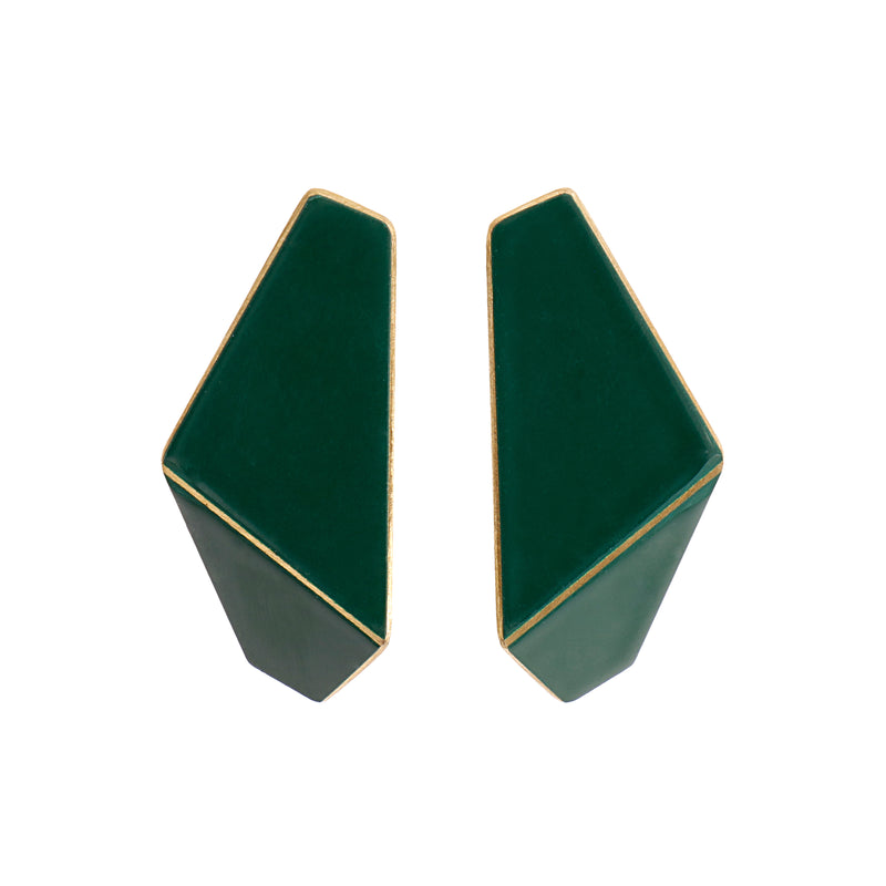 Folded Slim Earrings "Moss Green"