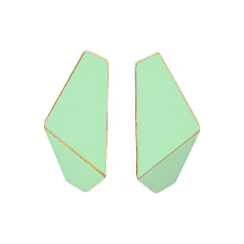 Folded Slim Earrings "Pastel Green"