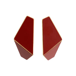 Folded Slim Earrings "Purple Red"