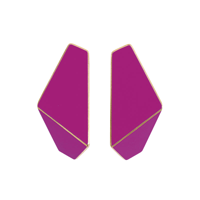 Folded Slim Earrings "Traffic Purple"